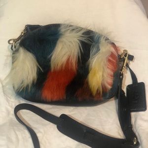 Ugg black leather and Faux Fur camera bag purse.
